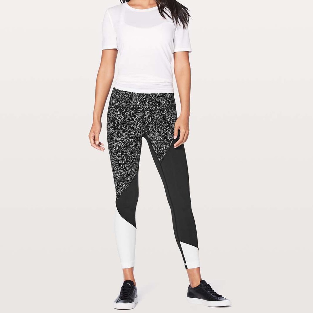 EUC lululemon wunder under 7/8 tight in night view / white / black size 8